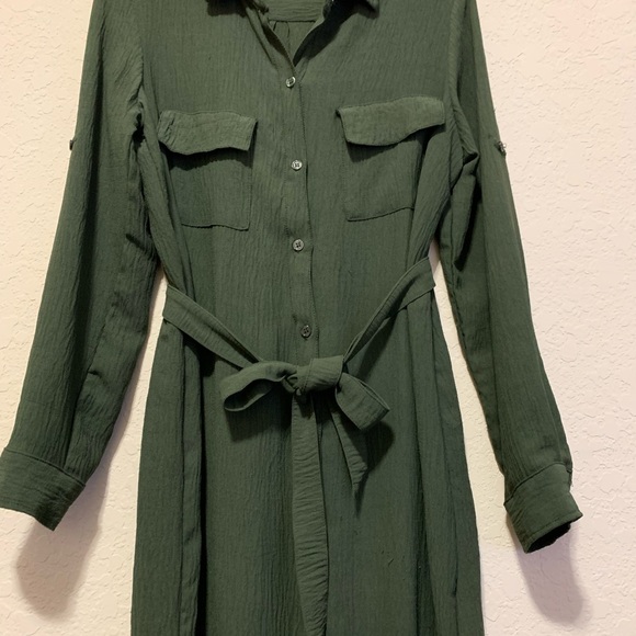 Army green maxi dress medium m by max studio button up front - Picture 6 of 7